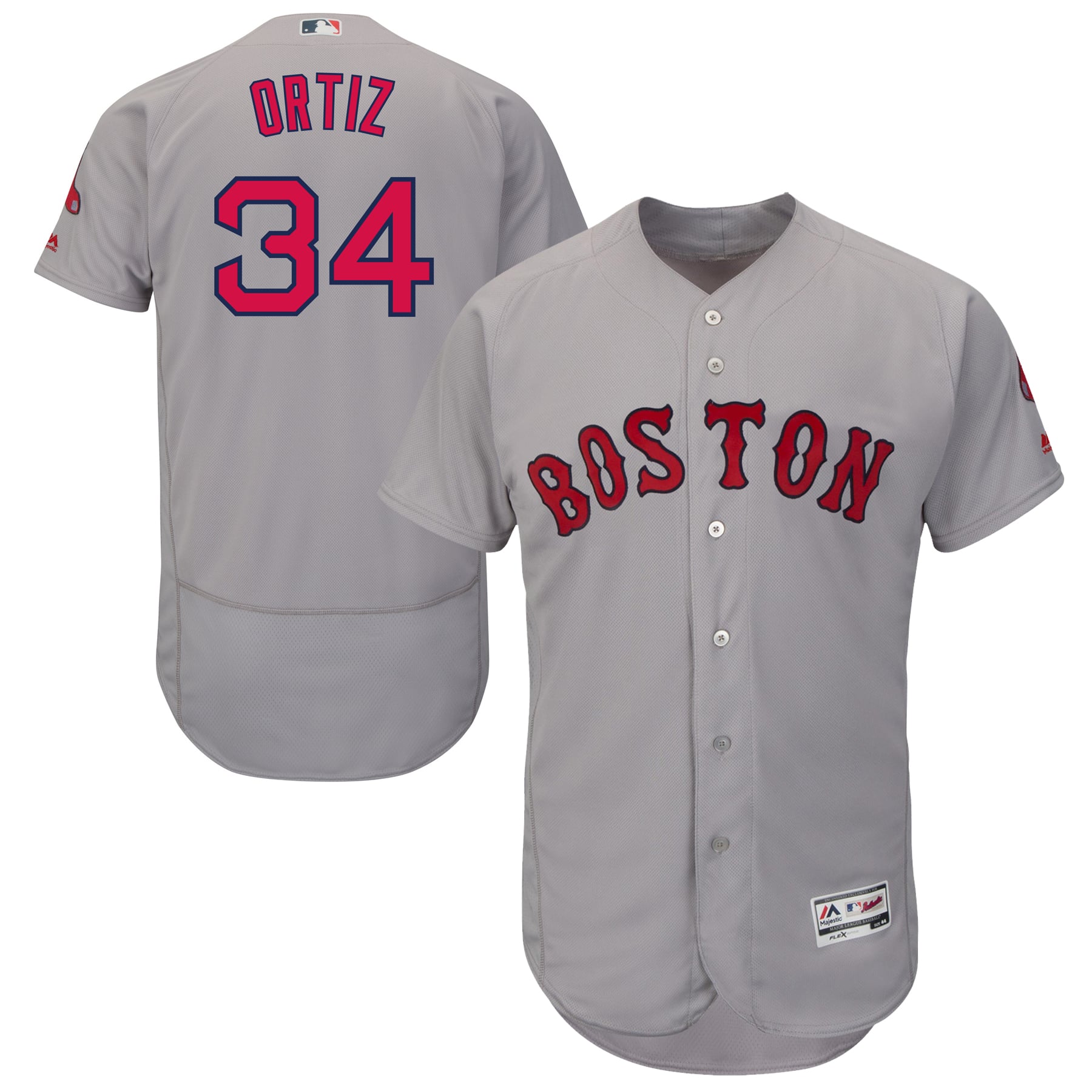 Men's Boston Red Sox David Ortiz Majestic Road Gray Flex Base