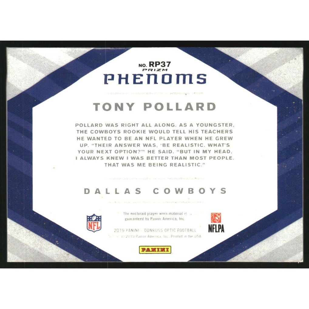 2019 Donruss Optic Rookie Phenoms Jerseys Horizontal #RP37 Tony Pollard