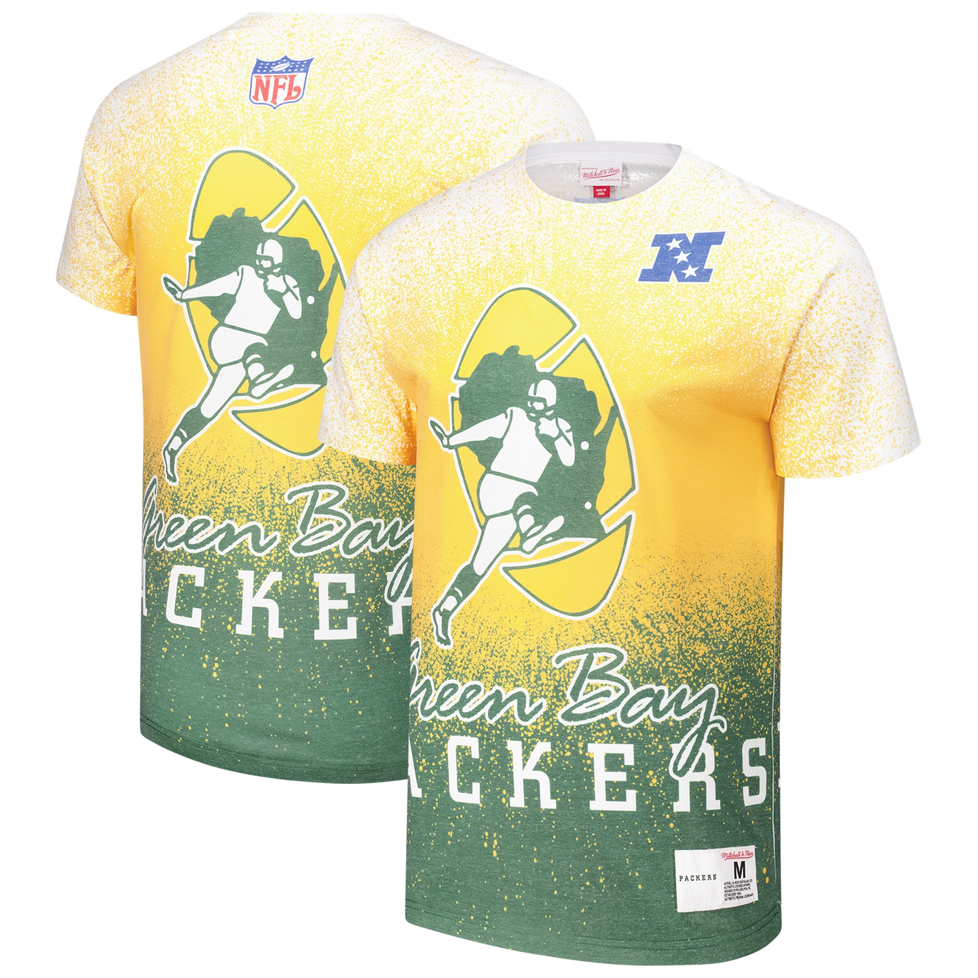 Men's Green Bay Packers Mitchell & Ness White Team Burst Vintage Logo T ...