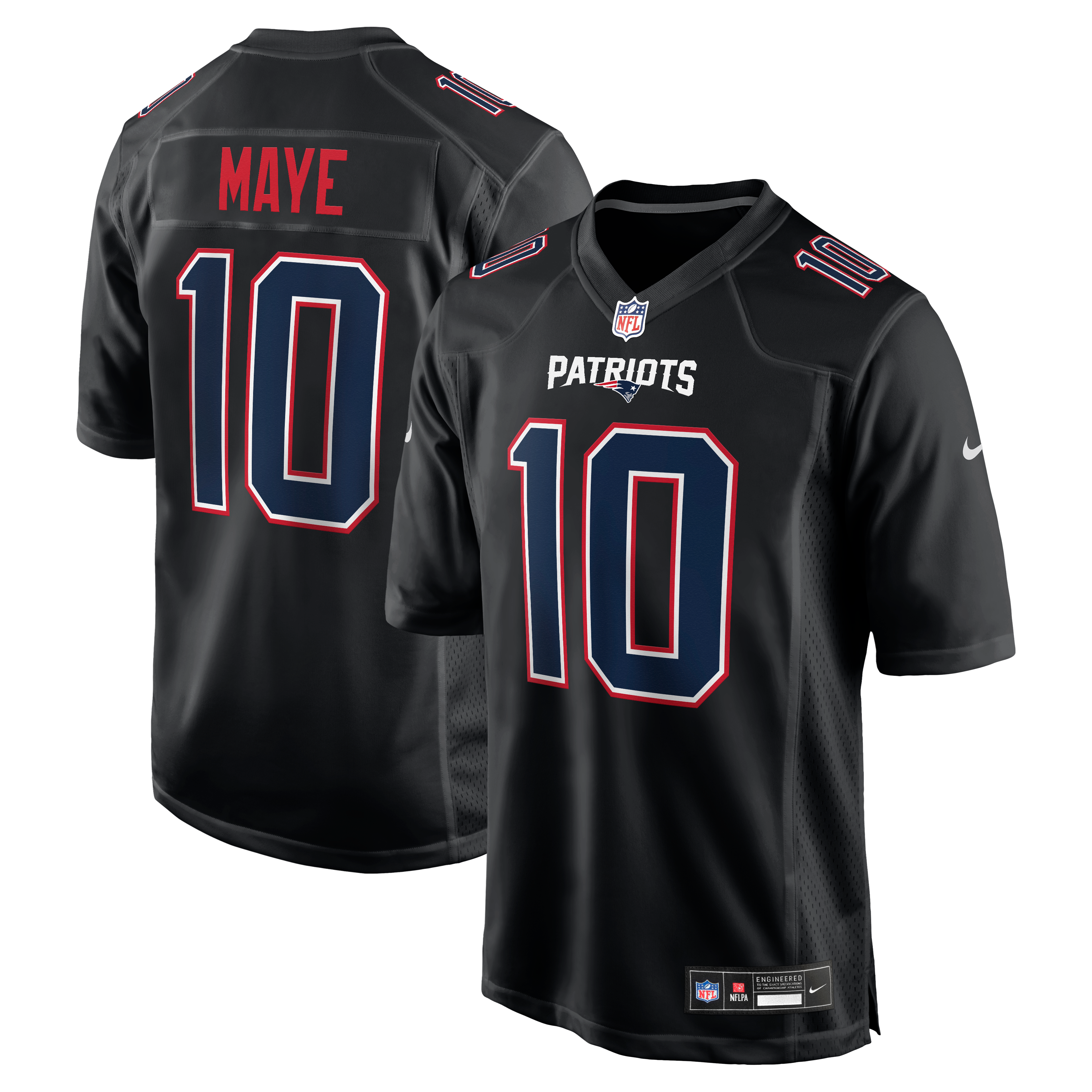 Men's New England Patriots Drake Maye Nike Carbon Black Fashion Game Jersey