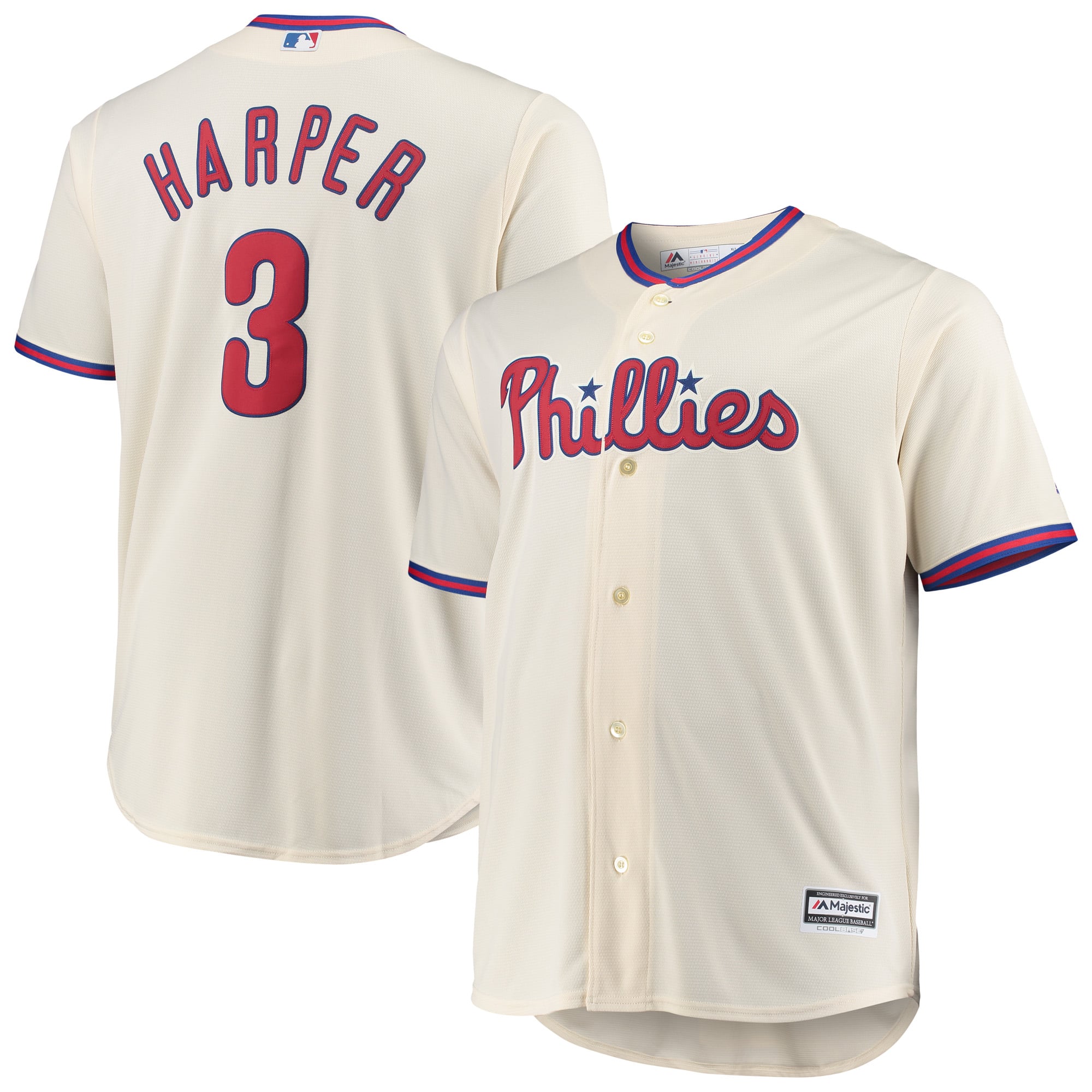 Men's Philadelphia Phillies Bryce Harper Majestic Cream Big & Tall